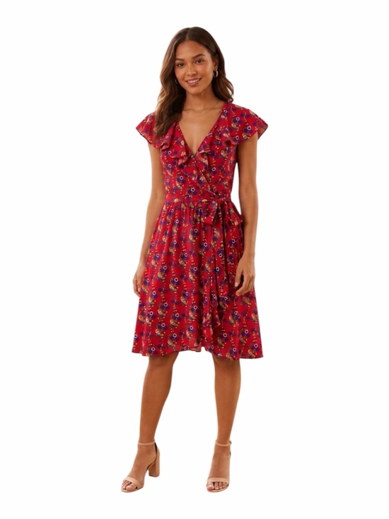 Maeve Dresses & Skirts - Maeve by Anthropologie Rosalie Red Floral Wrap Dress Size 4